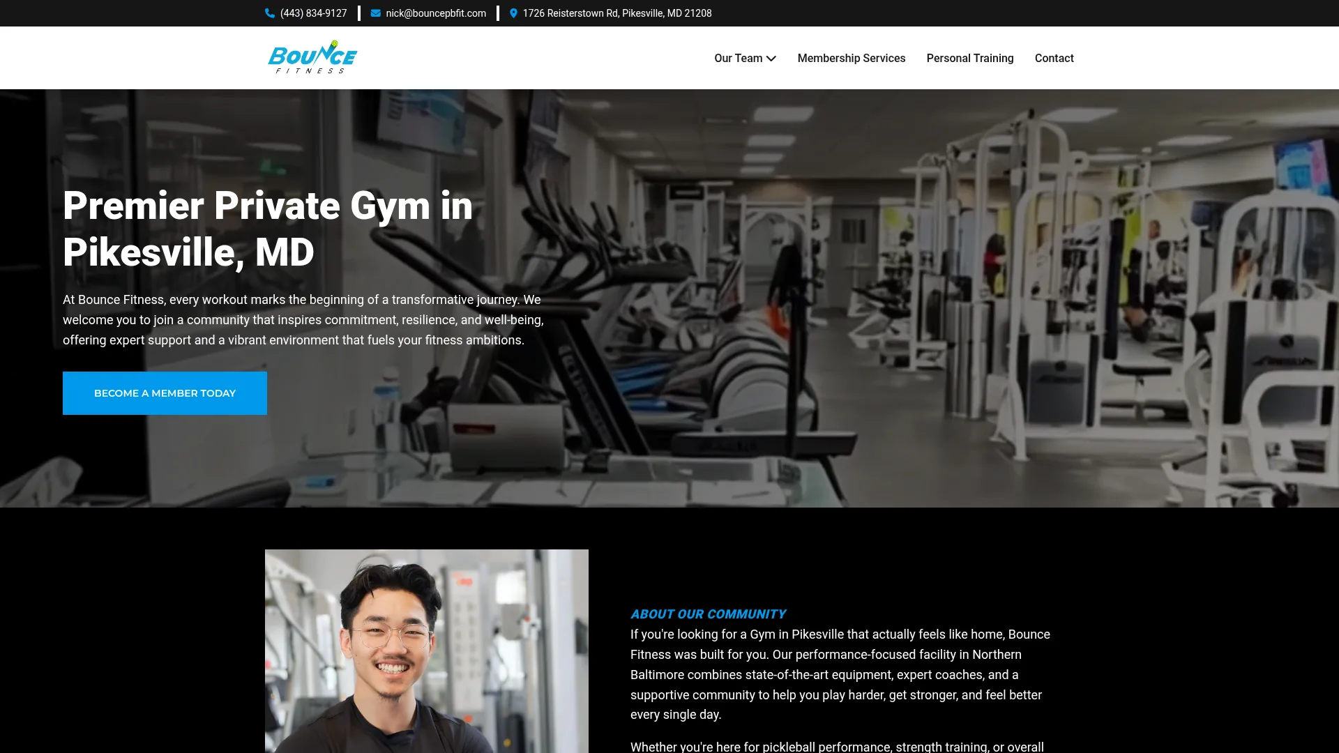 Bounce Fitness website screenshot